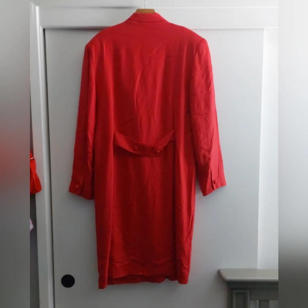 Talbots Red Trench Coat Blazer Style Jacket double breasted Classic Elegant 14 - Picture 2 of 8
